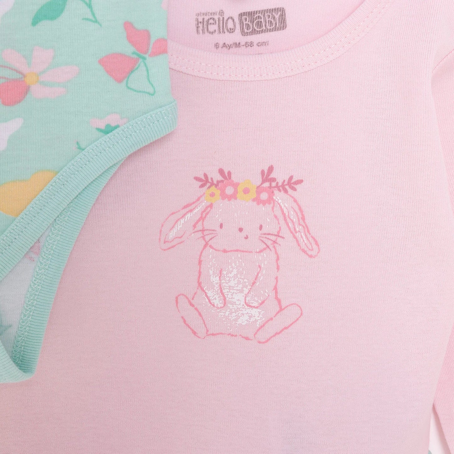 HelloBaby Girl 2-Pack Long Sleeve Bodysuit - Light Pink