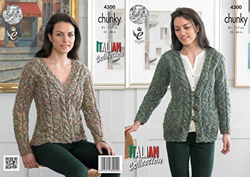 King Cole Ladies Sweater & Cardigan Verona Knitting Pattern 4300 Chunky