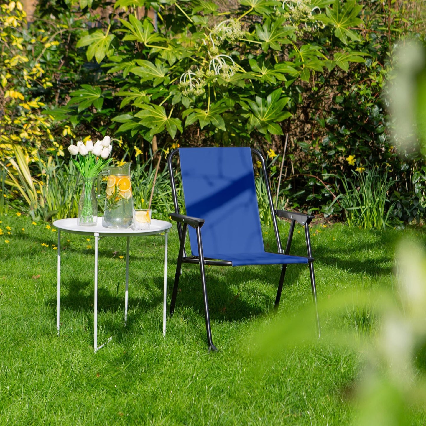 Navy Folding Metal Beach Chair