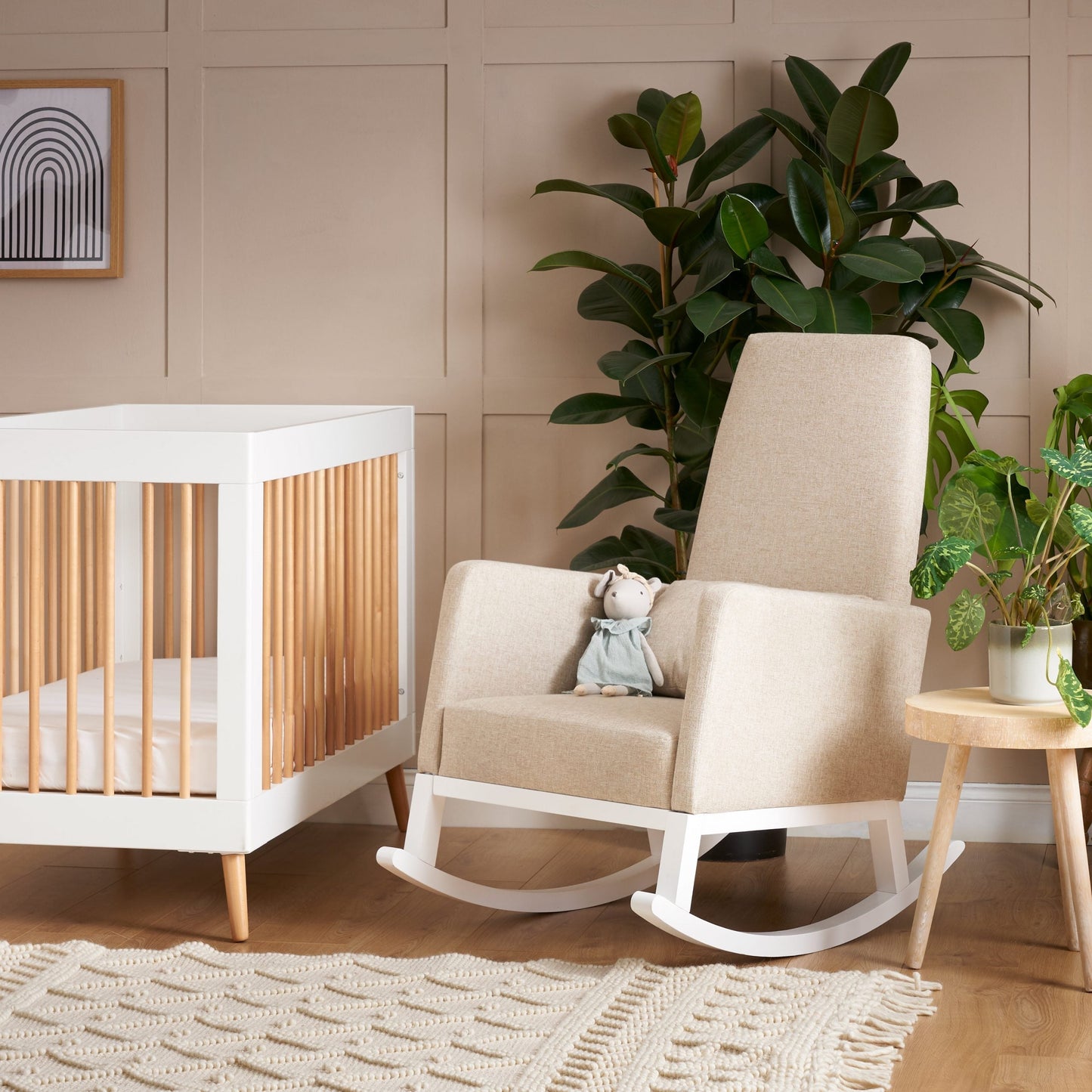 High Back Rocking Chair - Oatmeal