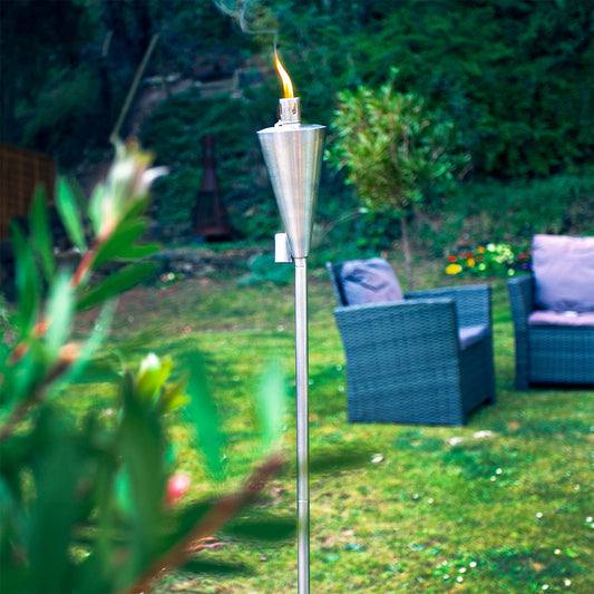 1.46m Metal Cone Garden Fire Torches - Pack of 2