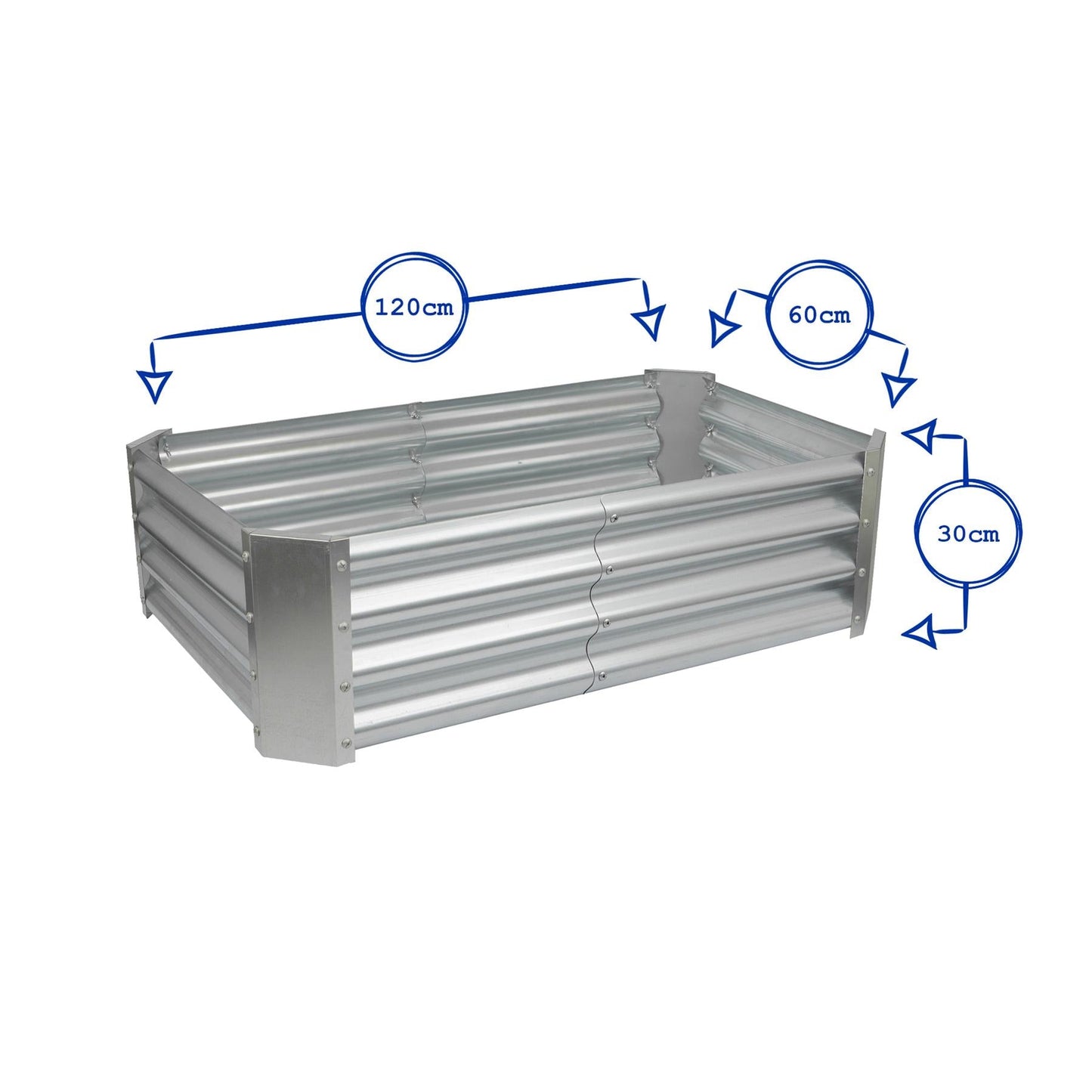 120cm x 60cm Rectangle Galvanised Steel Raised Garden Bed
