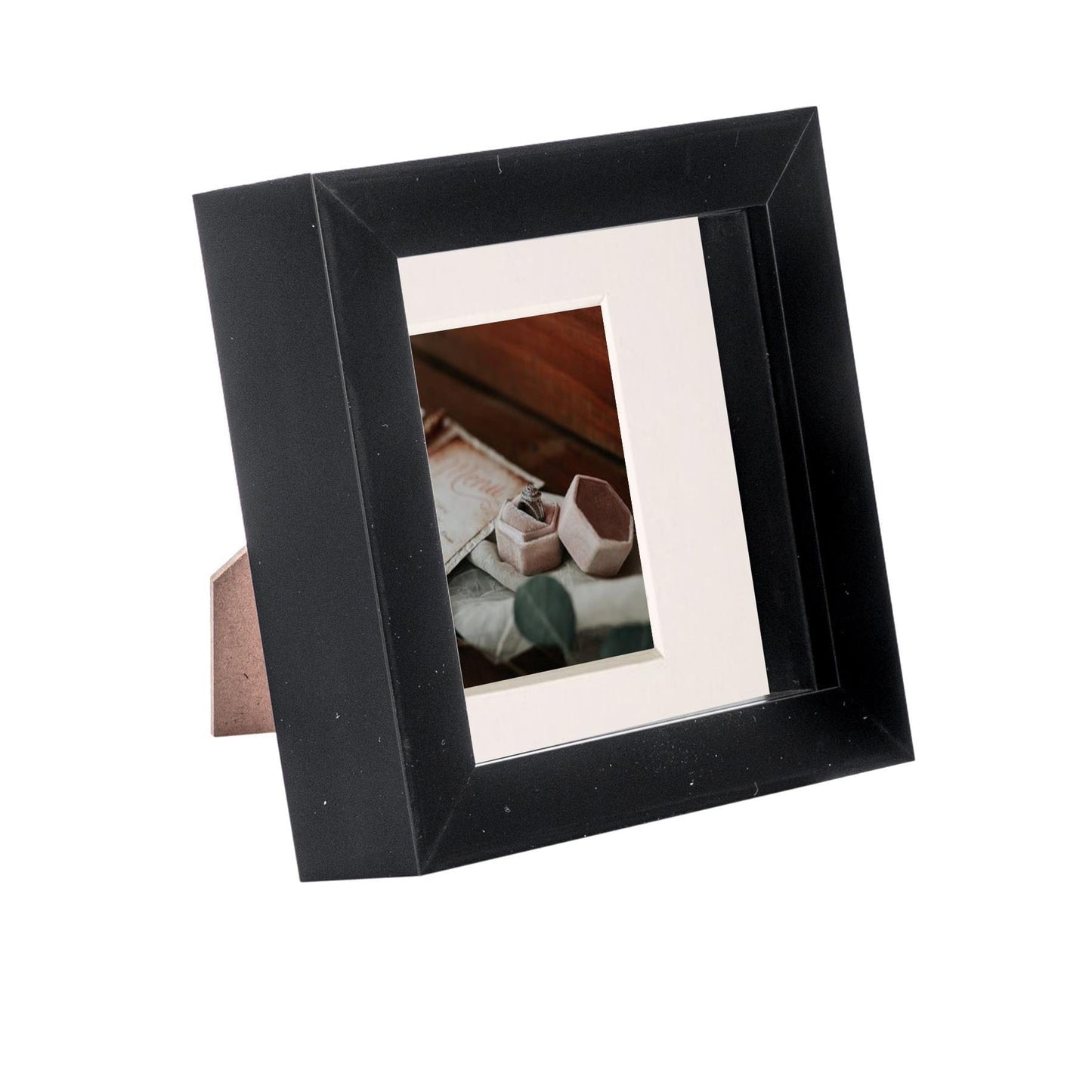 4" x 4" Black 3D Box Photo Frame - with 2" x 2" Mount