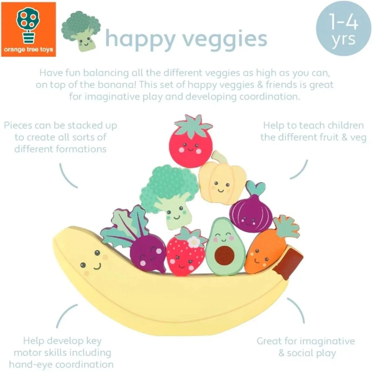 Orange Tree Toys Happy Veggies & Friends Balancing Game