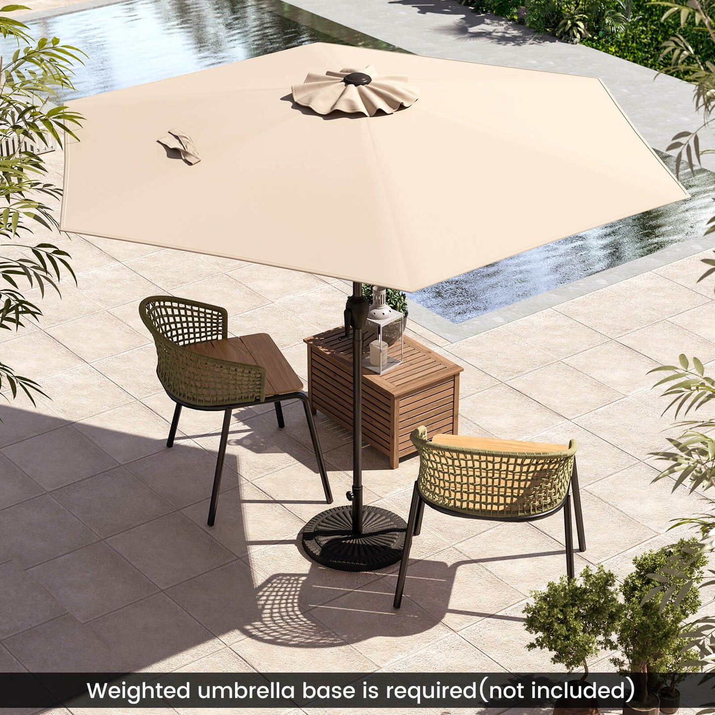 230CM Patio Umbrella with Push Button Tilt and Vented Canopy-Beige