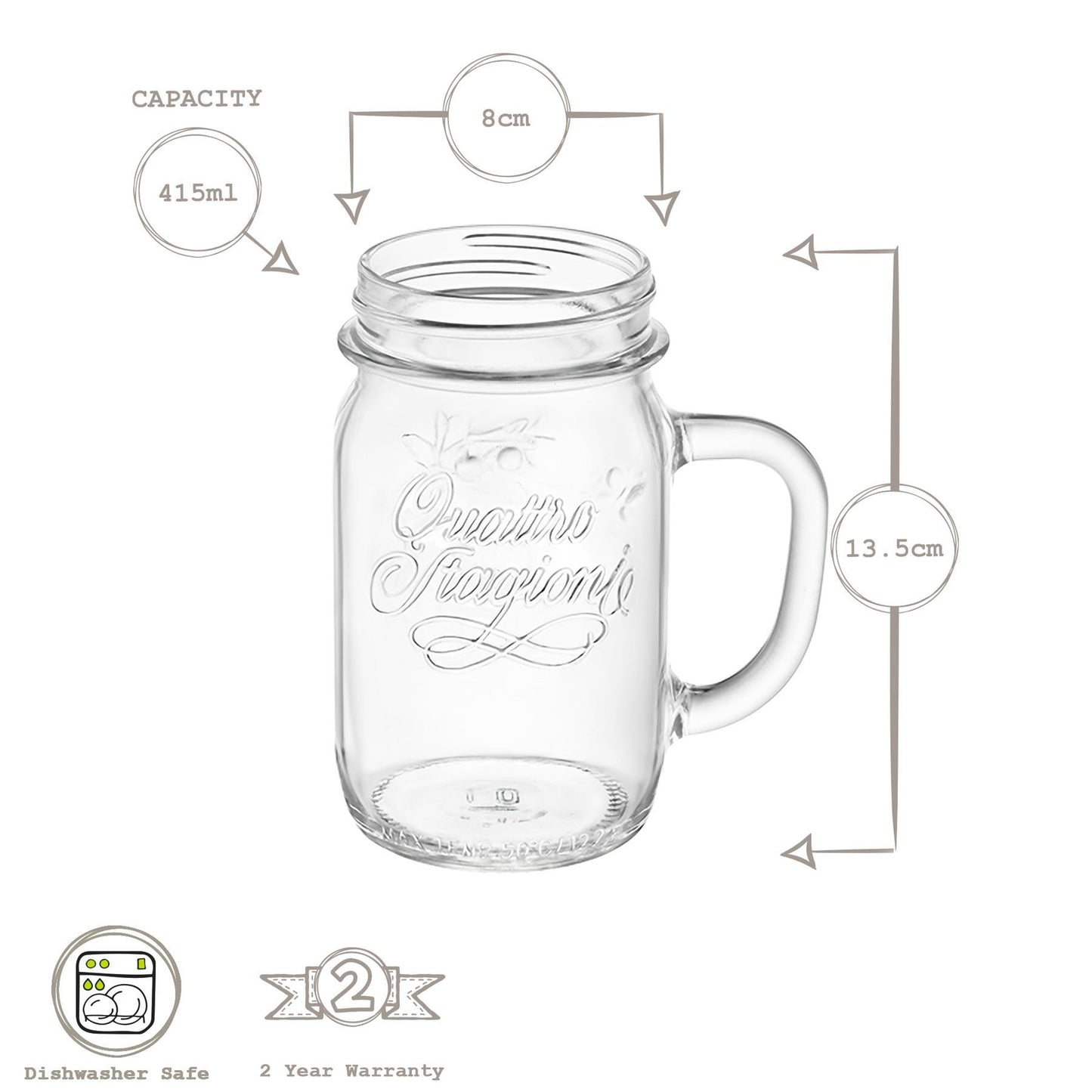 415ml Quattro Stagioni Mason Jars - Pack of Six