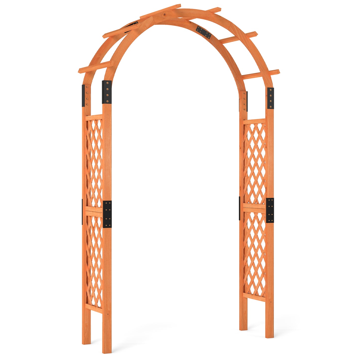 235 cm Wooden Garden Arbor Solid Wood Trellis for Climbing Plants-Orange