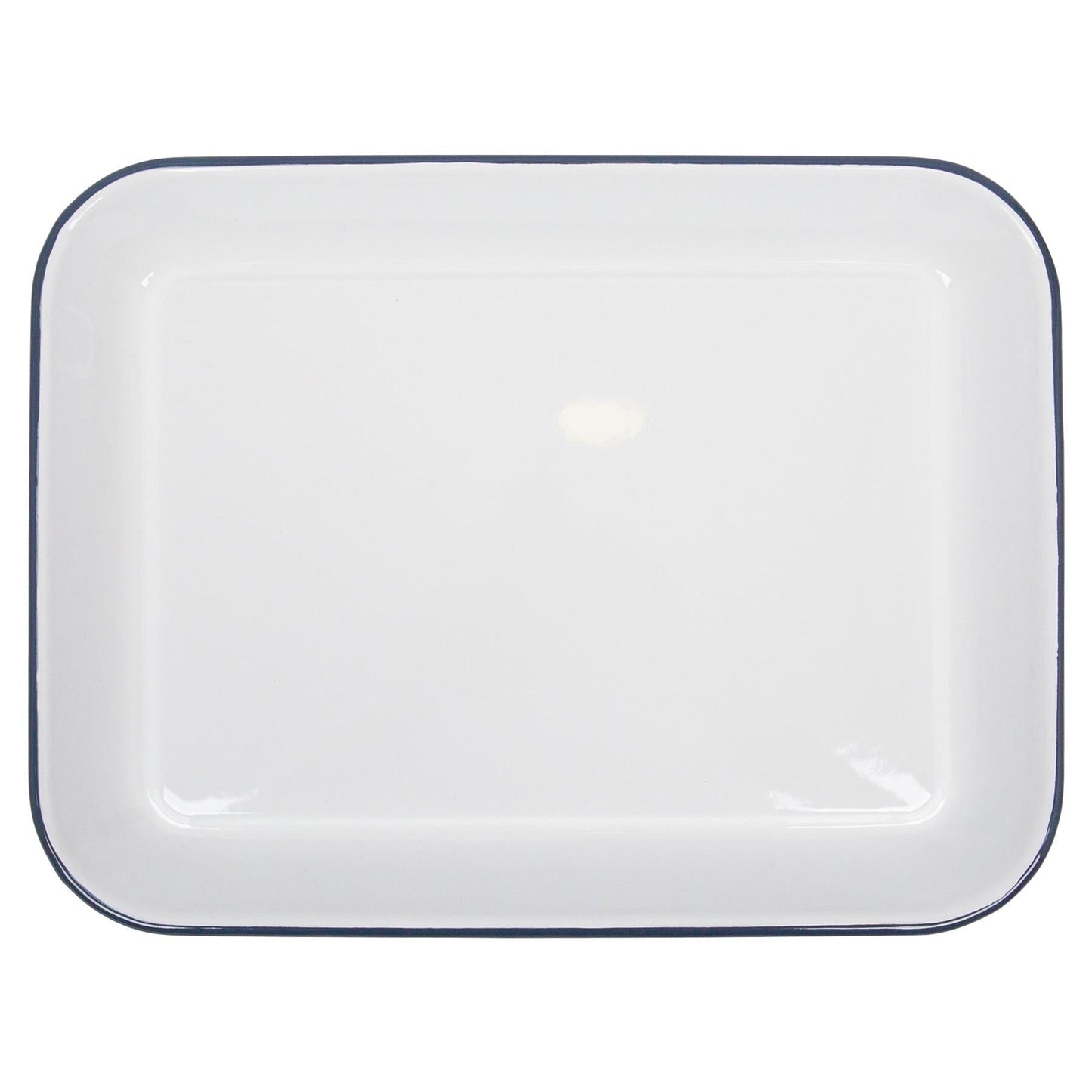 34cm x 26cm White Rectangle Enamel Hot Dog / Baking Tray