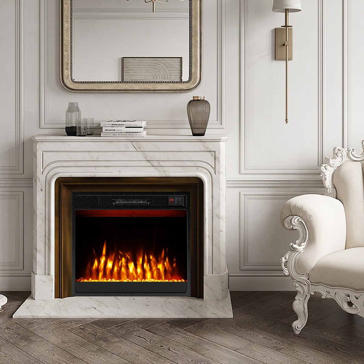 23 Inches Electric Fireplace Insert 750W/1500W Fireplace Heater
