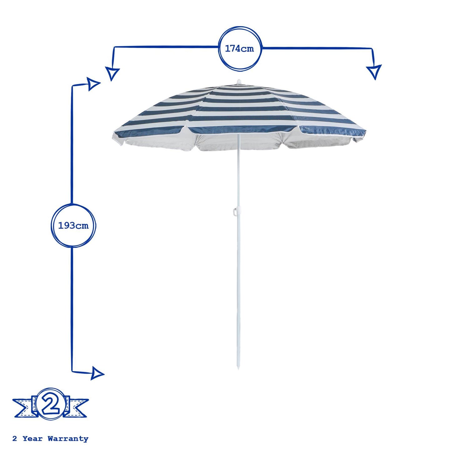 1.74m Metal Beach Parasol