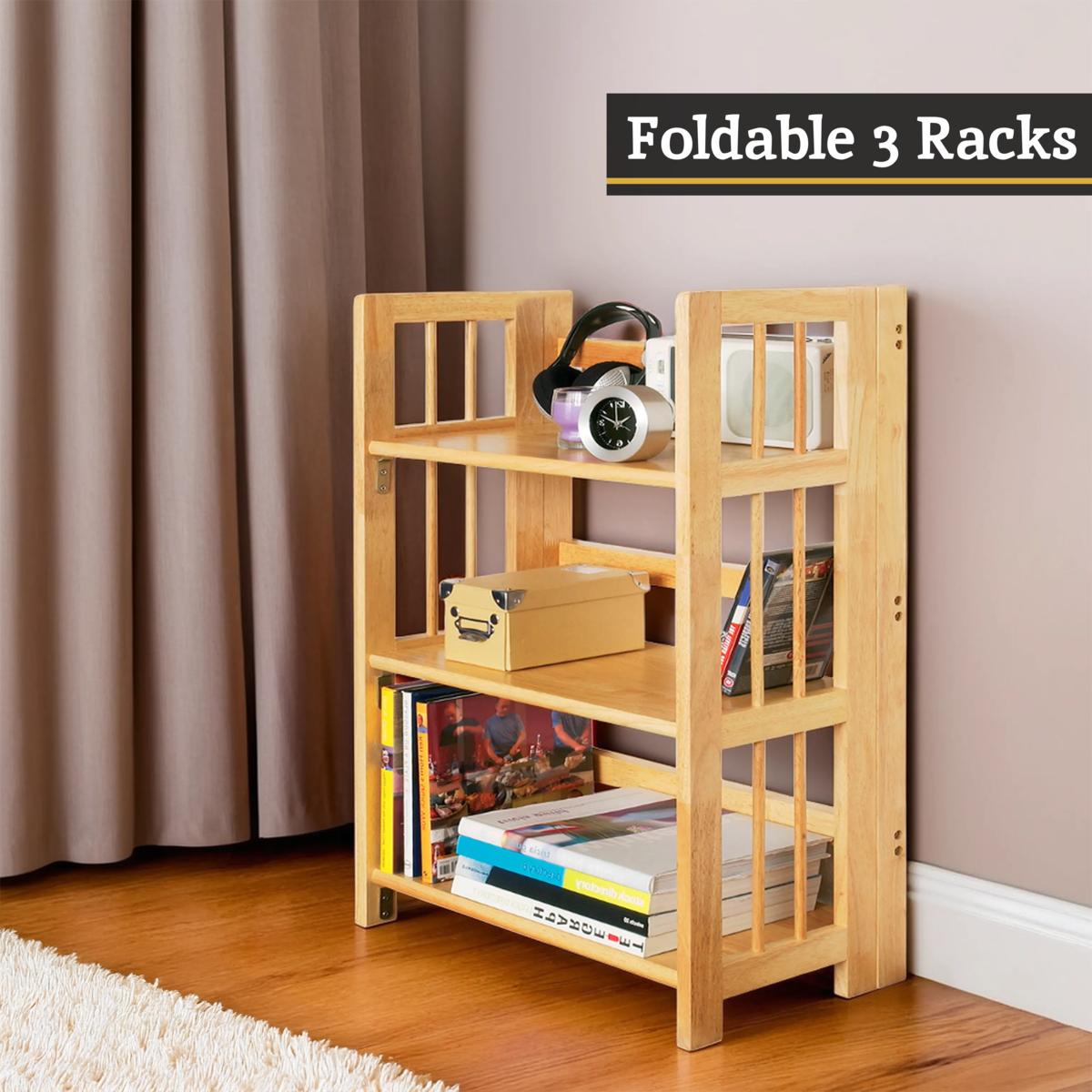 Heva Three Tier Tropical Hevea Wood Stackable Shelf Unit