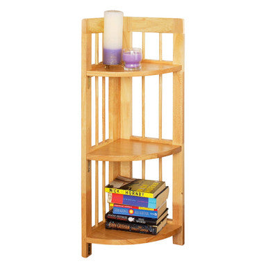 Heva 3 Tier Tropical Hevea Wood Corner Shelf Unit