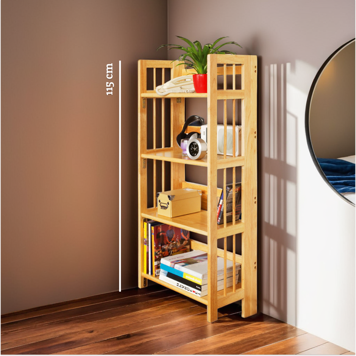 Heva Four Tier Tropical Hevea Wood Shelf Unit