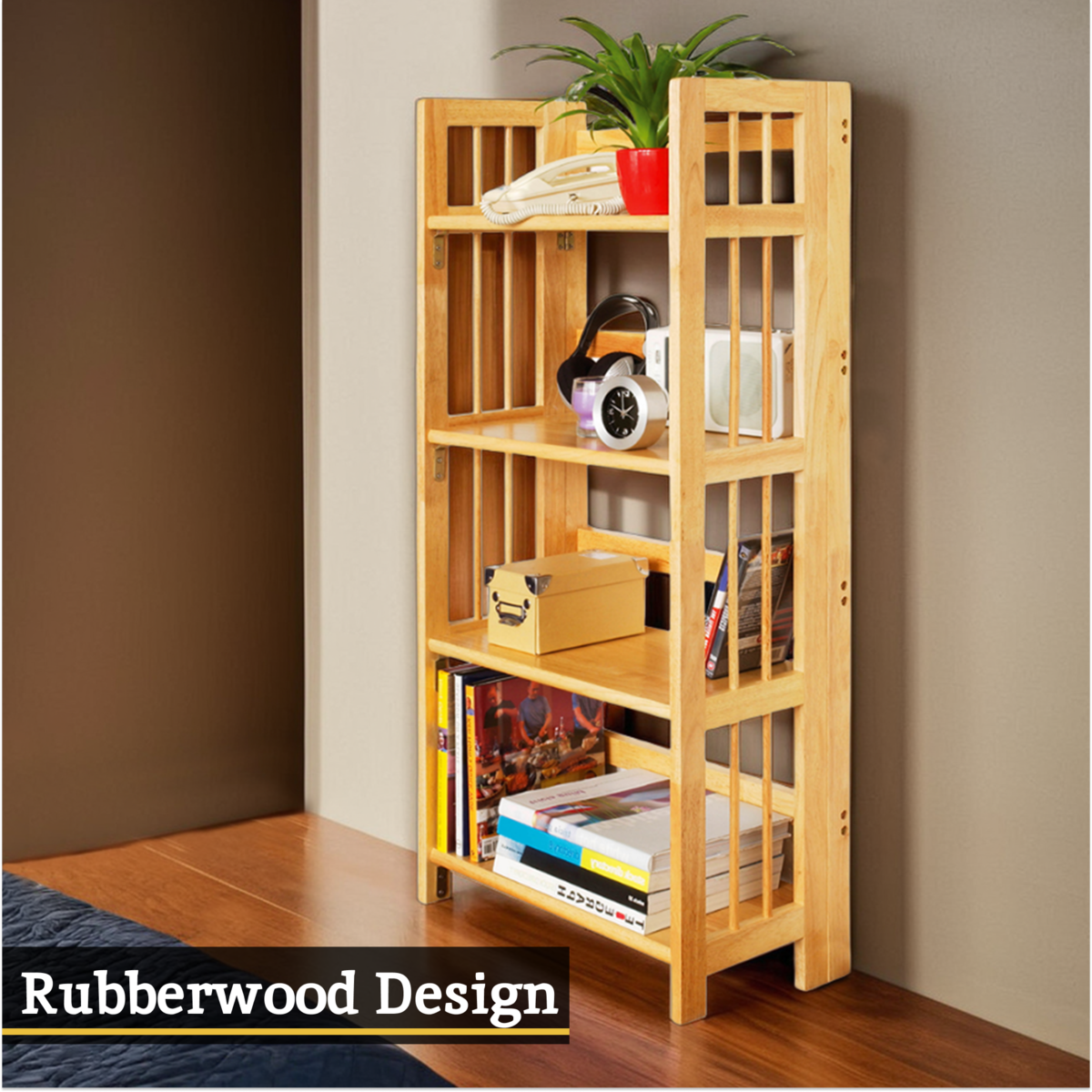 Heva Four Tier Tropical Hevea Wood Shelf Unit