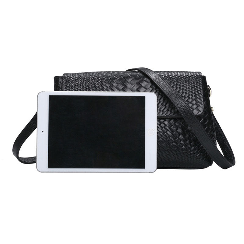 Women's Genuine Leather Woven Bag, Crossbody Small Bag, Messenger Bag