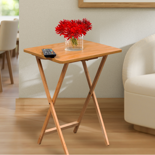 Natural  Hevea Wood Folding Snack Table with Sturdy Legs | Heva