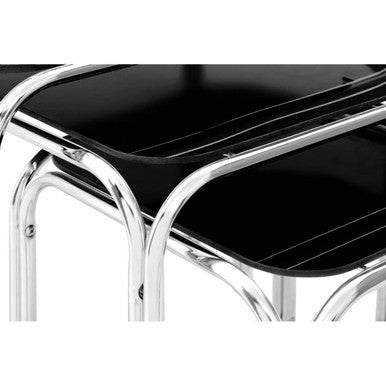 Jordan Black Glass Set of 3 Nest of Tables with Chrome Finish Legs