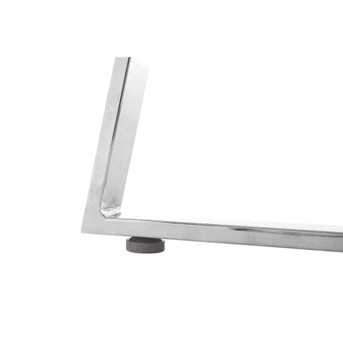 Silver Finish Round Glass Top and Steel Frame Dining Table, Metropolitan