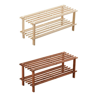 Natural and Cedar Wood 2 Tier Shoe Rack | Arla