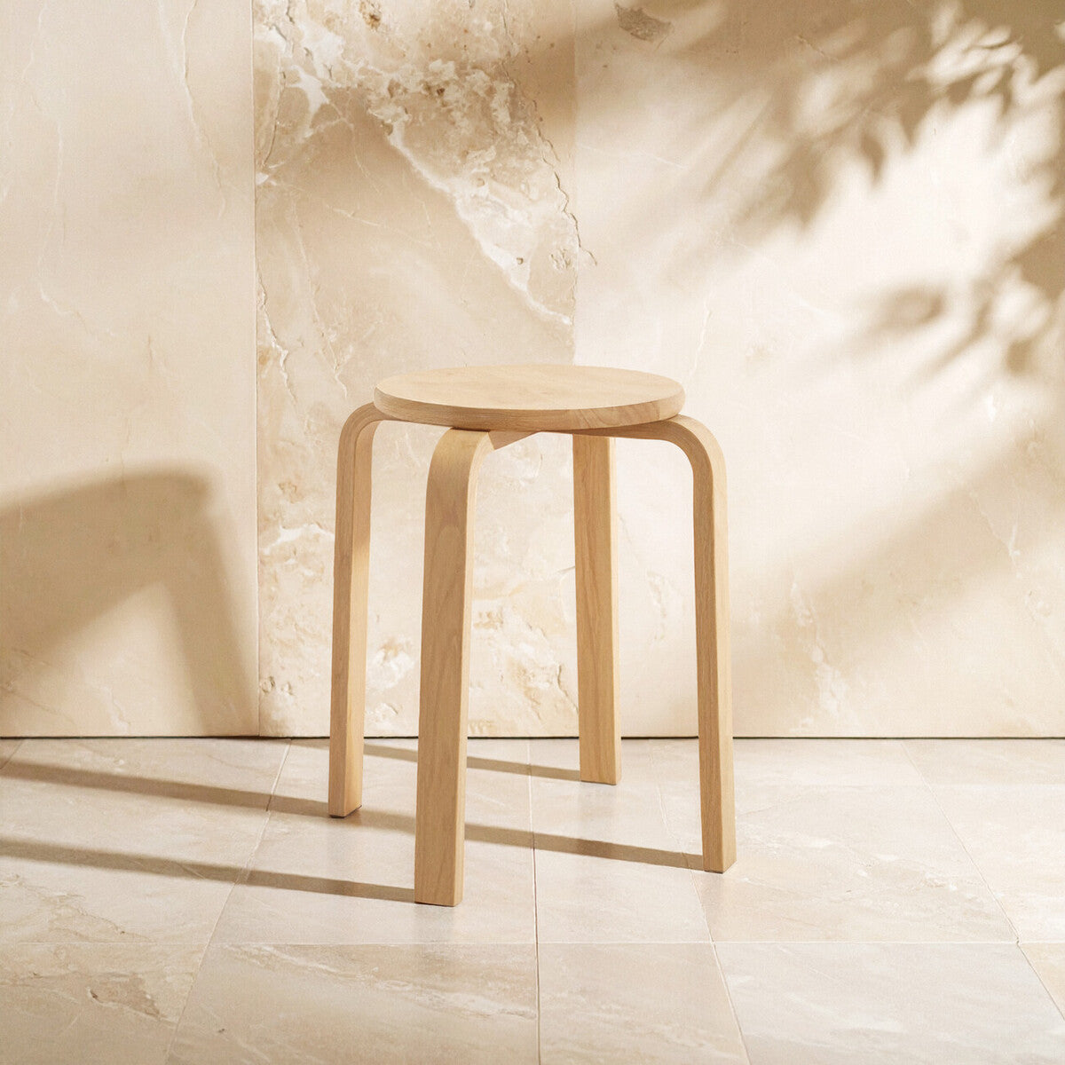 Heva Natural Tropical Hevea Wood Stackable Round Stool