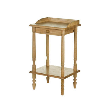 Natural Light Hevea Wood Side Table with Storage Drawer and Open Shelf | Heva