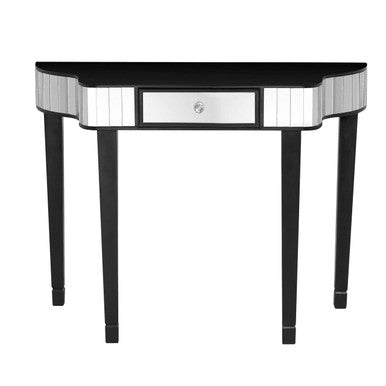 Clavier Black and Mirrored 1 Drawer Console Table