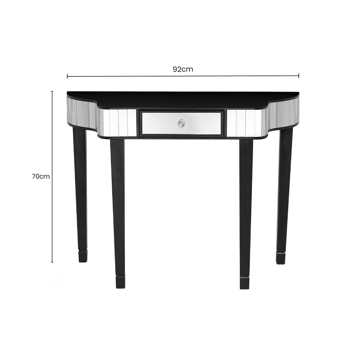 Clavier Black and Mirrored 1 Drawer Console Table