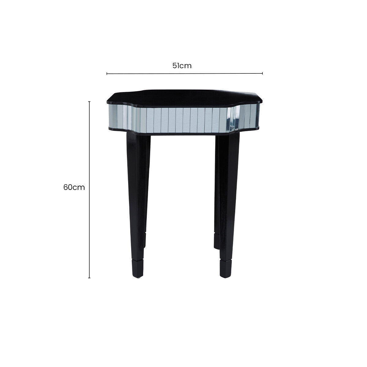 Clavier Black and Mirror Side Table