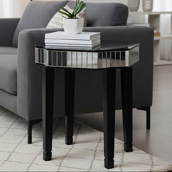 Clavier Black and Mirror Side Table