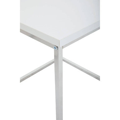Fulton Matt White and Chrome Finish Set of 3 Nesting Tables