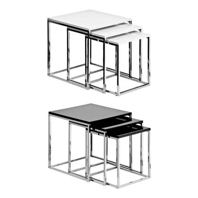 Fulton Black Nest Of 3 Tables With Chrome Frame