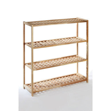 4 Tier Walnut Wood Grid Design Shoe Rack | Arla