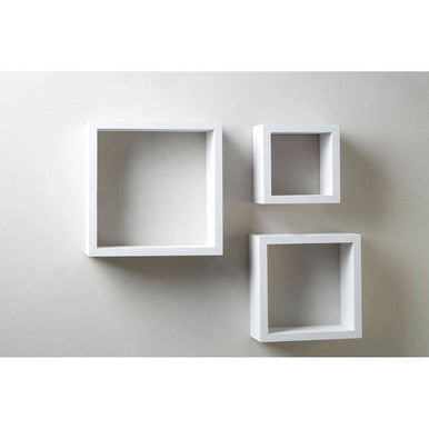 Kayli Set Of Three White Mdf And Pvc Coating Wall Cubes