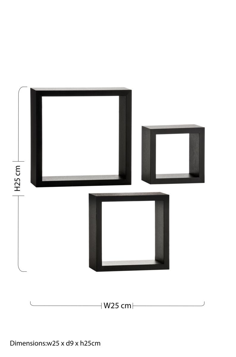 Kayli Black Set of 3 Square Wall Cubes