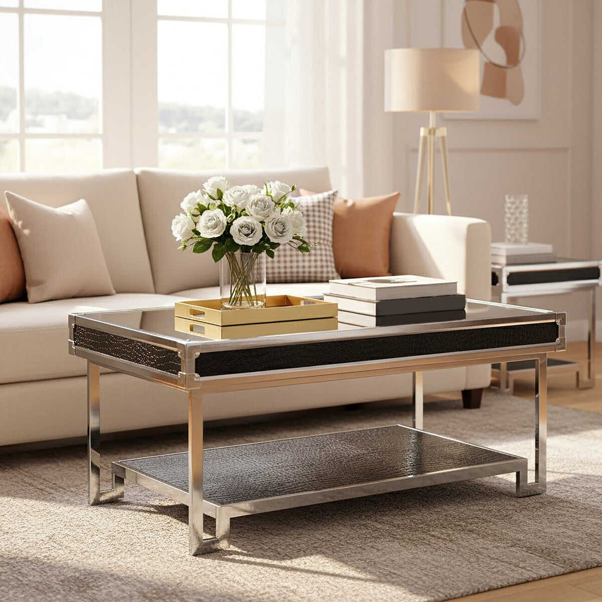 Carla Crocodile Leather Effect Coffee Table