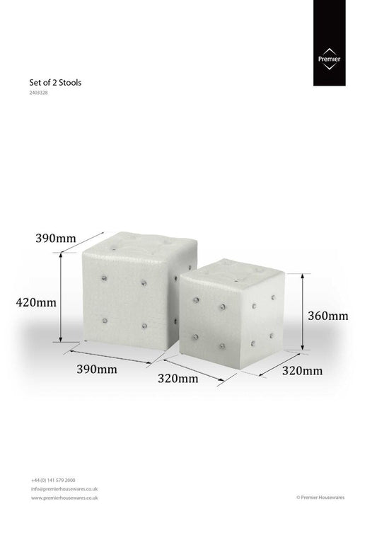 Carla Crocodile Leather Effect Off White Stools