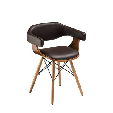 Parkar Brown Leather Effect Chair with Curved Backrest