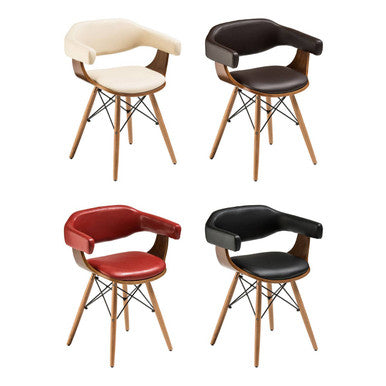 Parkar Brown Leather Effect Chair with Curved Backrest