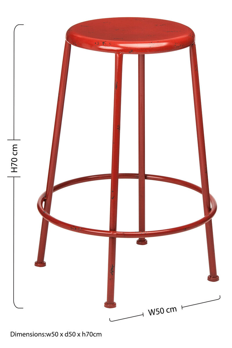 Artisan Red Metal Bar Stool
