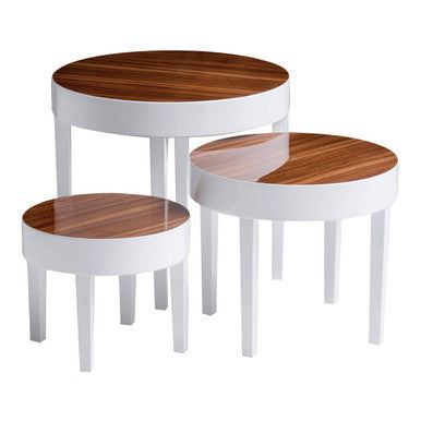 Moritz White High Gloss Finish Set of 3 Round Side Tables