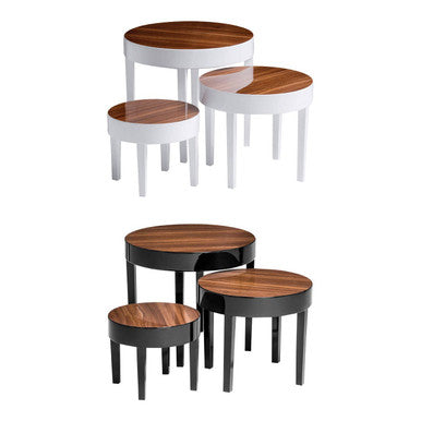 Moritz White High Gloss Finish Set of 3 Round Side Tables