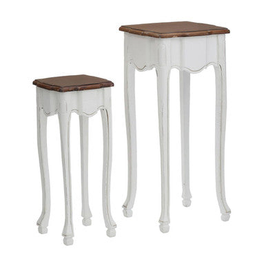 Serena White and Dark Wood Set of 2 Side Tables
