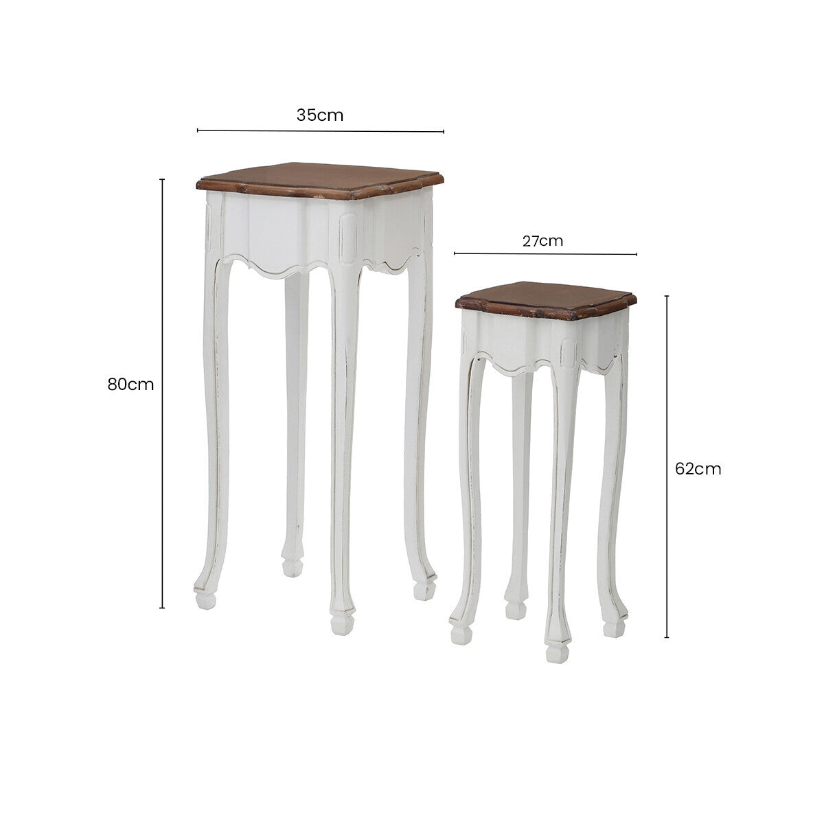 Serena White and Dark Wood Set of 2 Side Tables