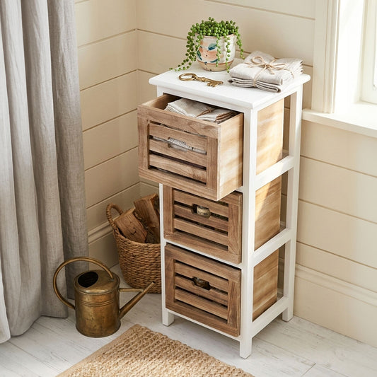 Portsmouth Natural and White Wooden 3 Drawer Chest