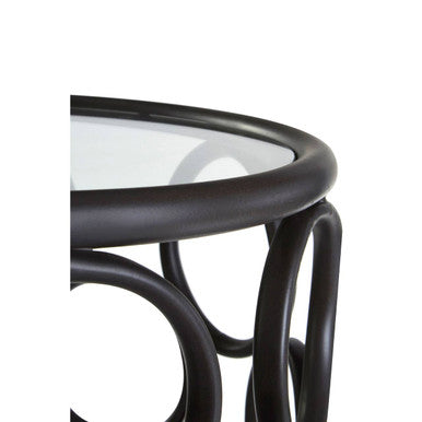 Antalya Black Metal Round Side Table with Glass Top