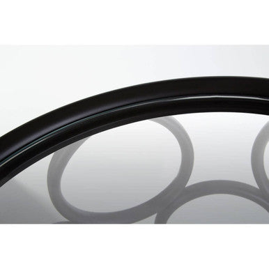 Antalya Black Metal Round Side Table with Glass Top