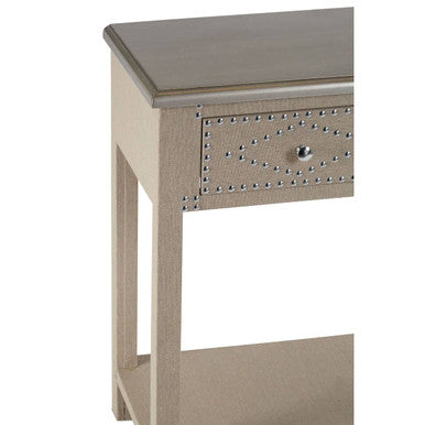 Natural Wooden 3-Drawer Console Table with Silver Top, Manhattan
