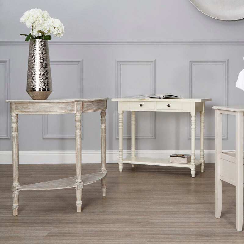 Heritage Half Moon Natural Console Table
