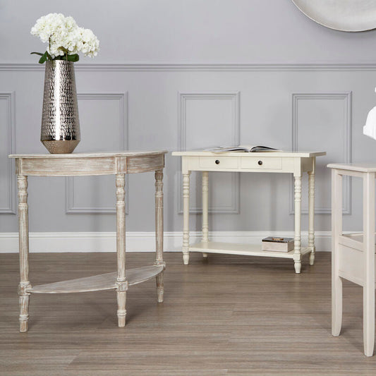 Heritage Half Moon Natural Console Table
