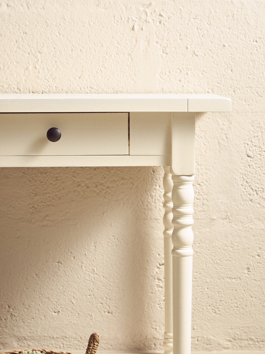 Heritage Ivory Wooden 2 Drawer Console Table with Lower Shelf